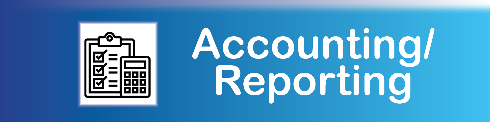 A clipboard and calculator icon with the words "Account/Reporting" 