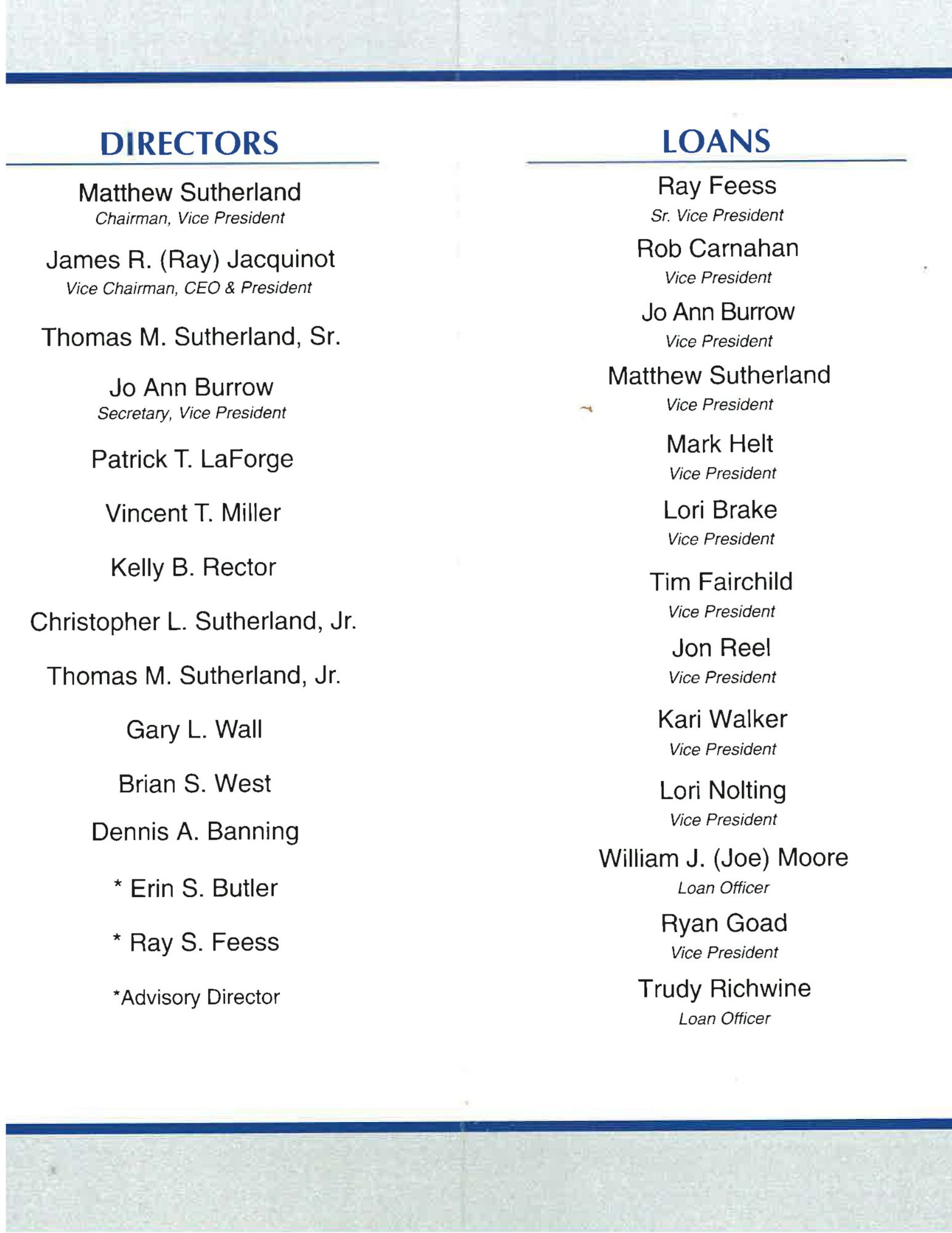 Bank directors and loan officers